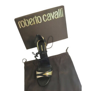 Roberto CAVALLI TASSEL LAMINATED‎ LEATHER SANDAL SIZE 11